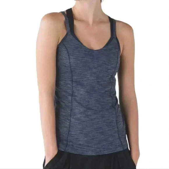 Lululemon Run For Gold Tank Heathered Deep Navy Deep Navy 6/2015 Women's size 6 - Picture 1 of 11